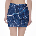 Blue White Marble Print Pencil Mini Skirt