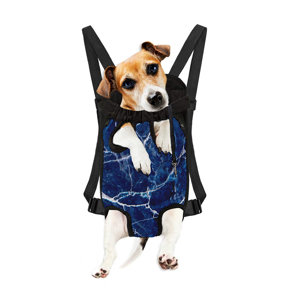 Blue White Marble Print Pet Carrier Backpack