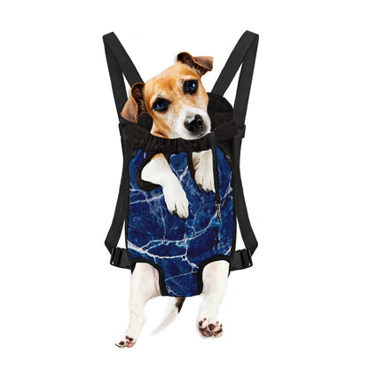 Blue White Marble Print Pet Carrier Backpack