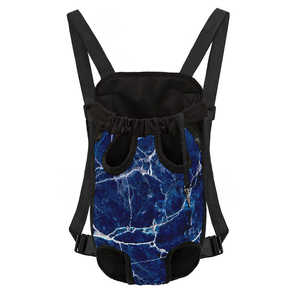 Blue White Marble Print Pet Carrier Backpack
