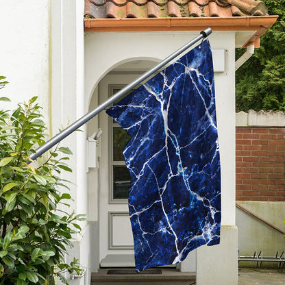 Blue White Marble Print Polyester Flag