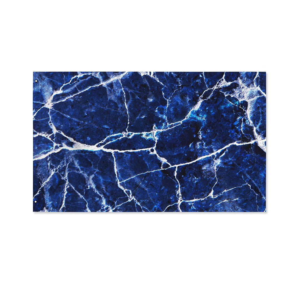 Blue White Marble Print Polyester Flag