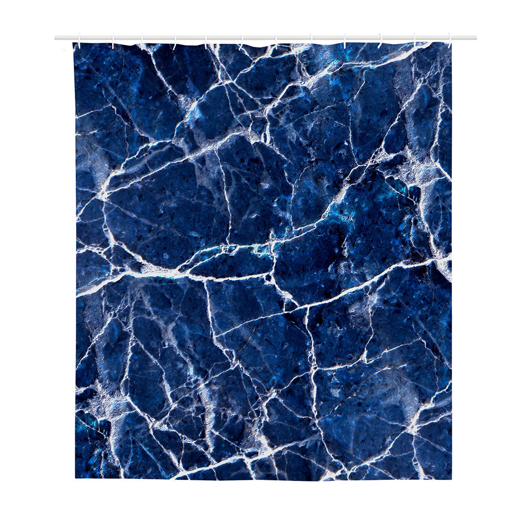 Blue White Marble Print Polyester Shower Curtain