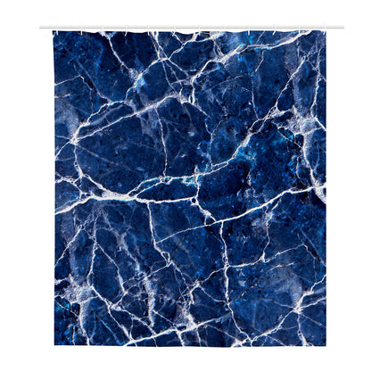 Blue White Marble Print Polyester Shower Curtain