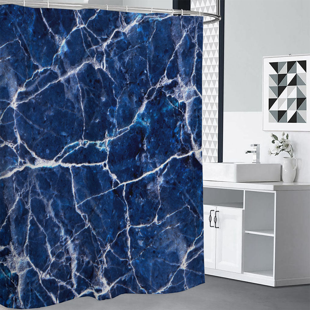 Blue White Marble Print Premium Shower Curtain