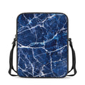 Blue White Marble Print Rectangular Crossbody Bag