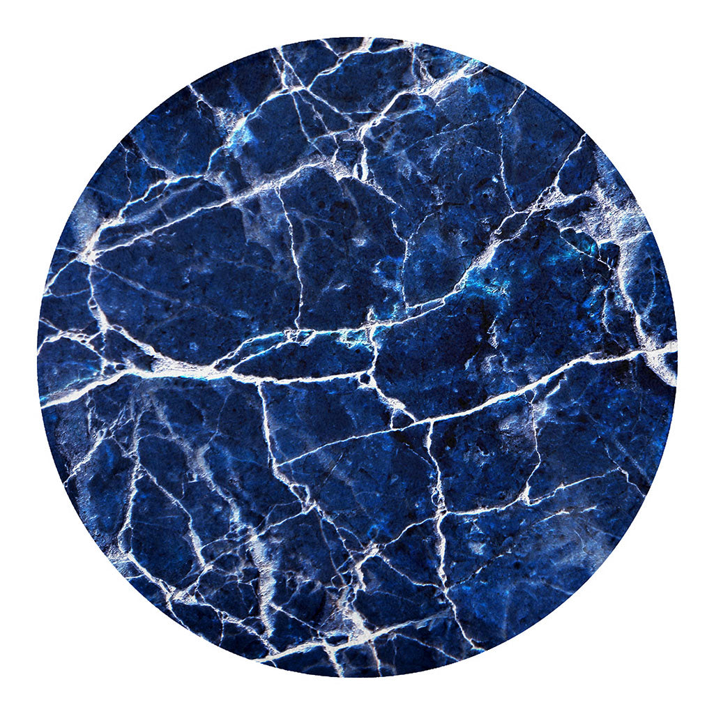 Blue White Marble Print Round Blanket