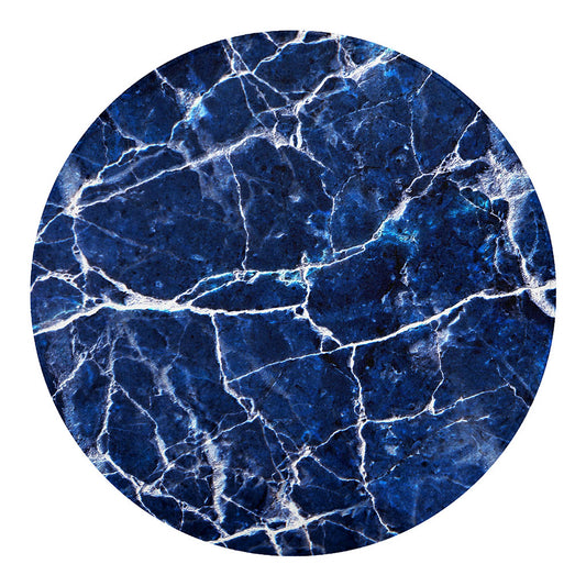 Blue White Marble Print Round Blanket