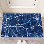 Blue White Marble Print Rubber Doormat