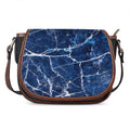 Blue White Marble Print Saddle Bag