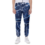 Blue White Marble Print Scuba Joggers