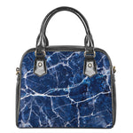 Blue White Marble Print Shoulder Handbag