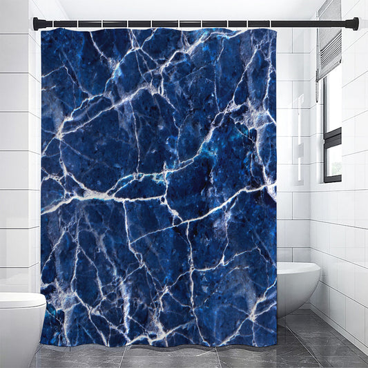 Blue White Marble Print Shower Curtain