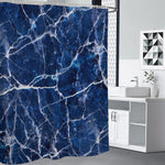 Blue White Marble Print Shower Curtain