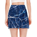 Blue White Marble Print Side Slit Mini Skirt
