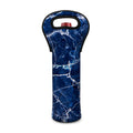 Blue White Marble Print Single Neoprene Wine Tote