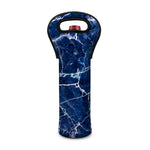 Blue White Marble Print Single Neoprene Wine Tote