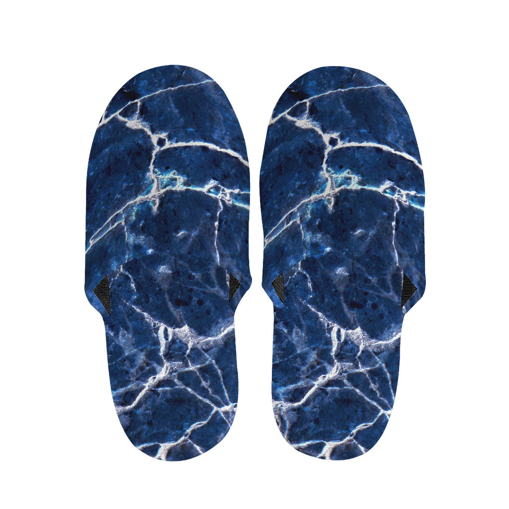 Blue White Marble Print Slippers