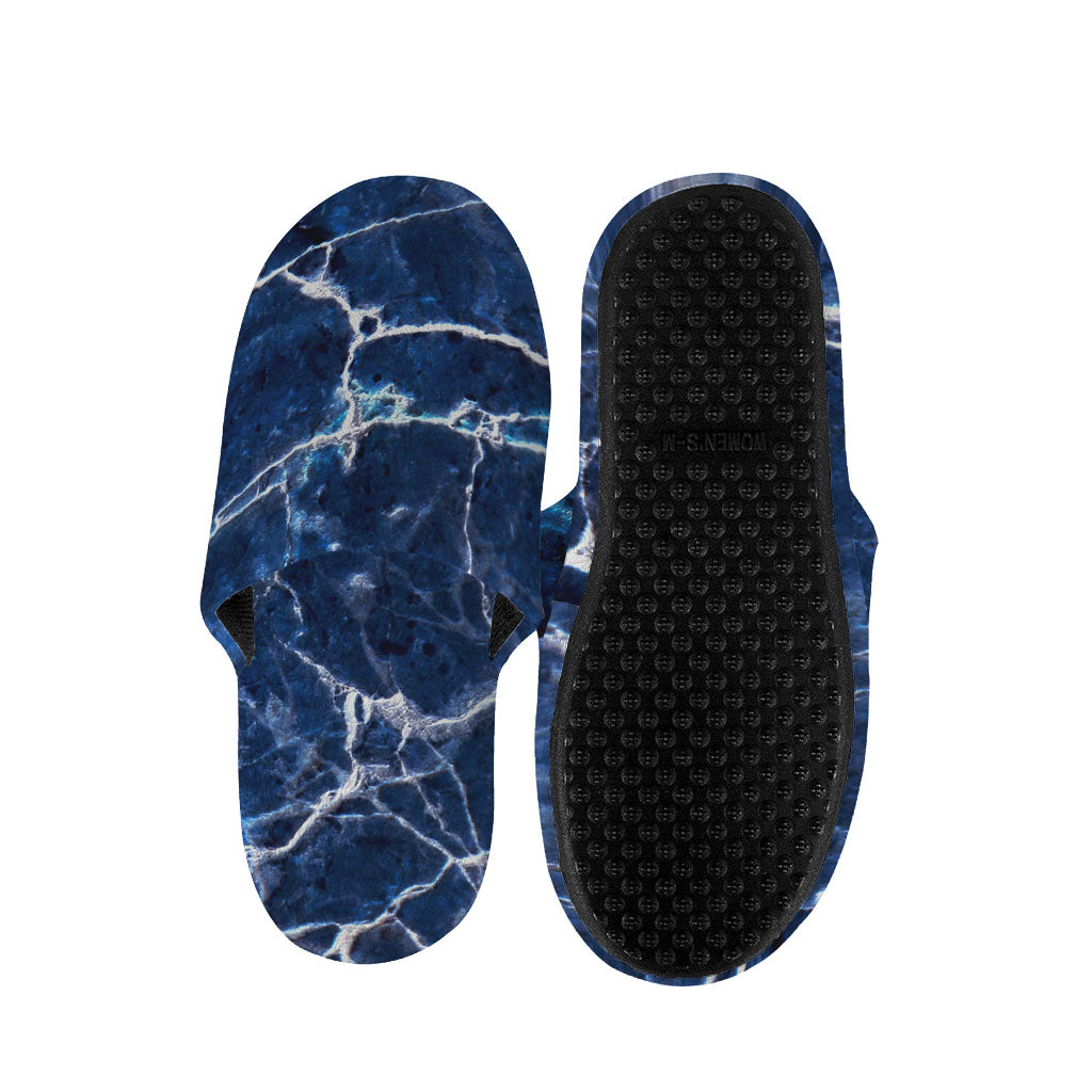 Blue White Marble Print Slippers