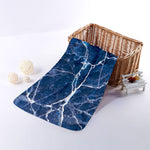 Blue White Marble Print Towel