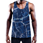 Blue White Marble Print Training Tank Top