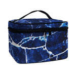 Blue White Marble Print Travel Makeup Bag