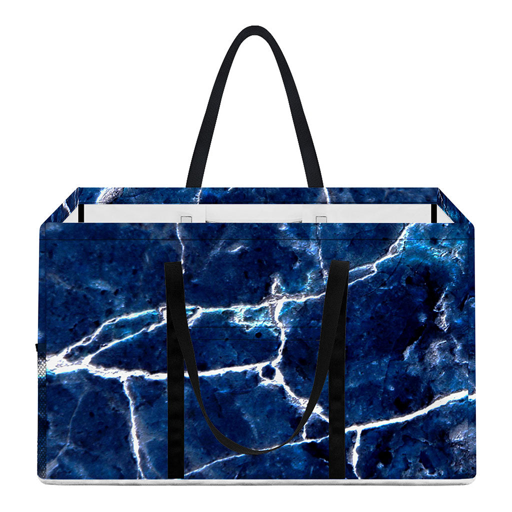 Blue White Marble Print Utility Tote Bag