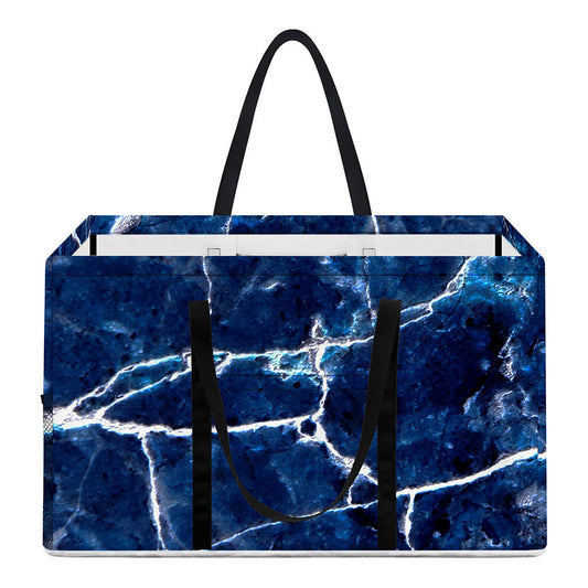 Blue White Marble Print Utility Tote Bag
