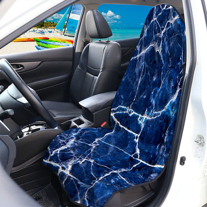 Blue White Marble Print Waterproof Car Seat Cover