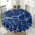 Blue White Marble Print Waterproof Round Tablecloth