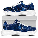 Blue White Marble Print White Chunky Shoes