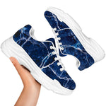Blue White Marble Print White Chunky Shoes
