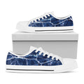 Blue White Marble Print White Low Top Sneakers