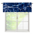 Blue White Marble Print Window Valance