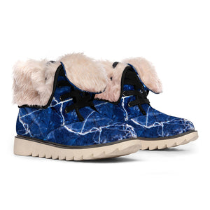 Blue White Marble Print Winter Boots