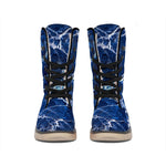 Blue White Marble Print Winter Boots