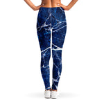 Blue White Marble Print Women's Leggings