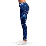 Blue White Marble Print Women's Leggings