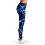 Blue White Marble Print Women's Leggings
