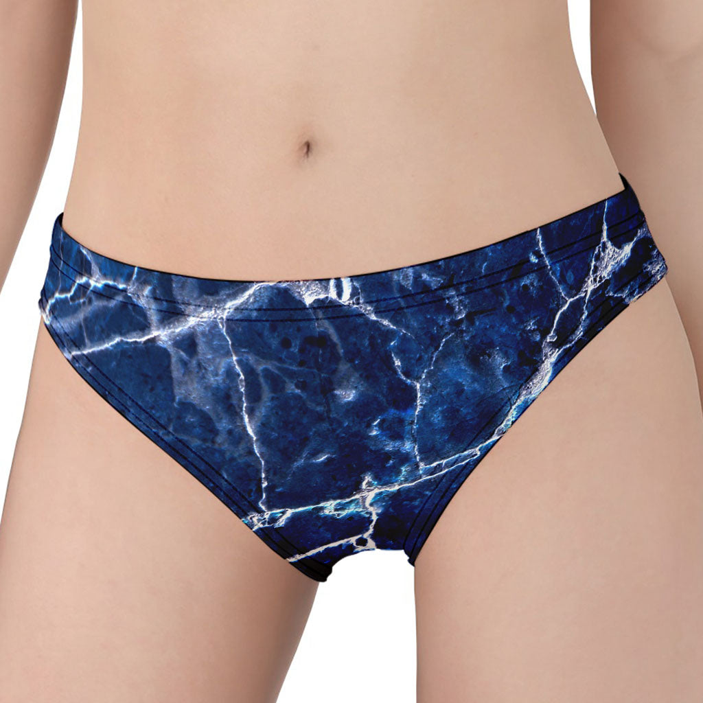 Blue White Marble Print Women's Panties