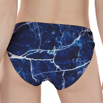Blue White Marble Print Women's Panties