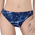 Blue White Marble Print Women's Thong