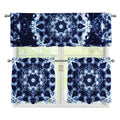 Blue Winter Mandala Print 3 Piece Kitchen Curtains