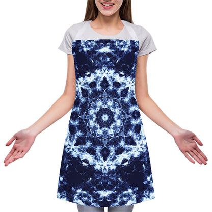 Blue Winter Mandala Print Adjustable Apron