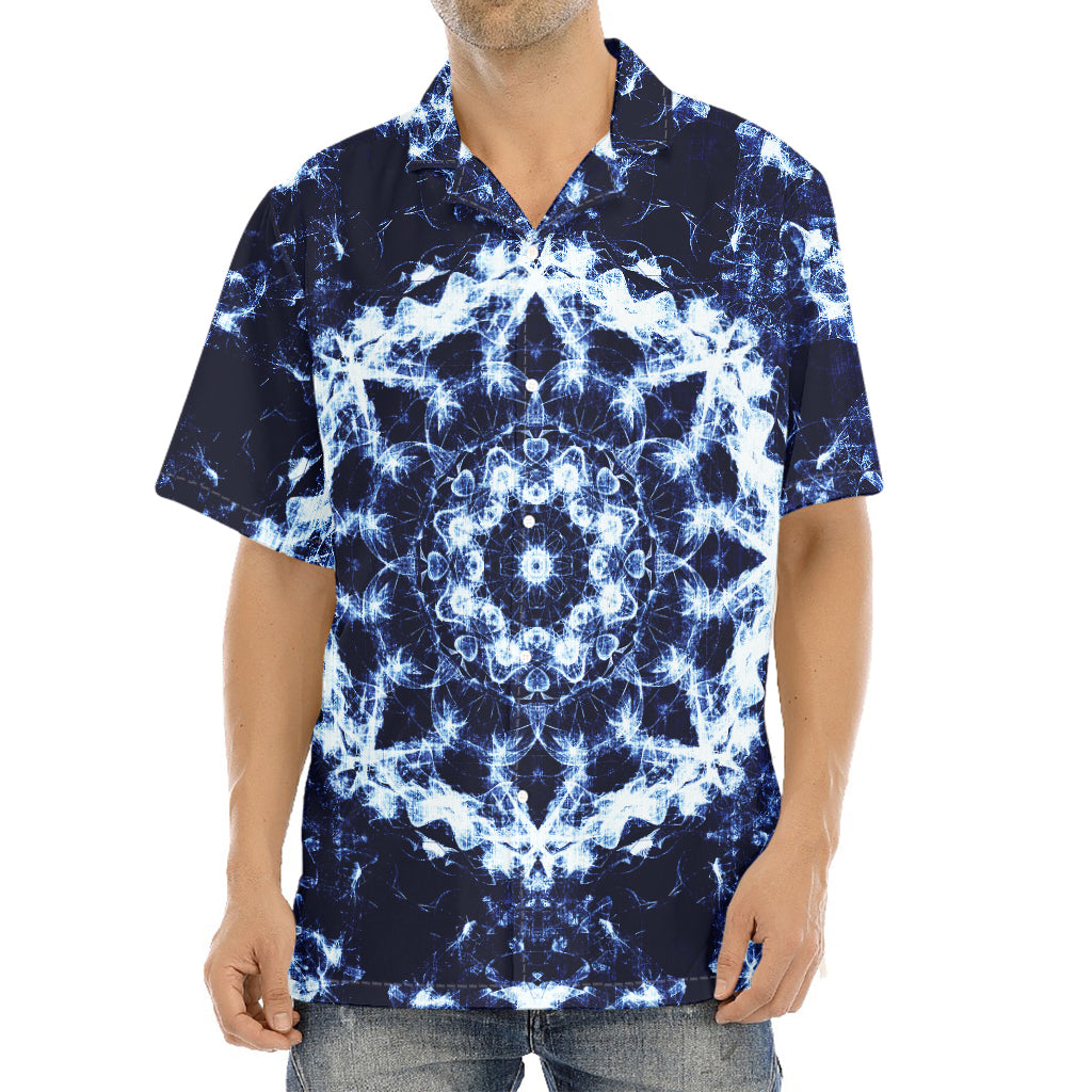Blue Winter Mandala Print Aloha Shirt
