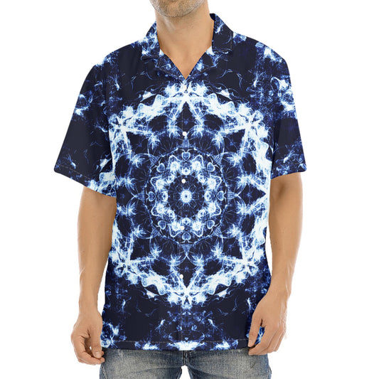 Blue Winter Mandala Print Aloha Shirt