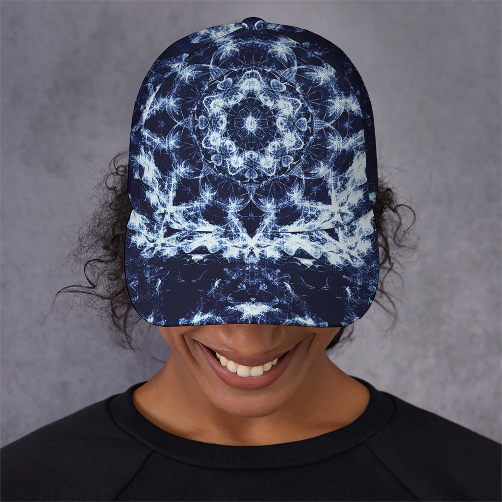 Blue Winter Mandala Print Baseball Cap