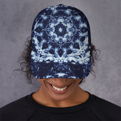 Blue Winter Mandala Print Baseball Cap