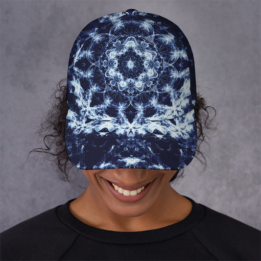 Blue Winter Mandala Print Baseball Cap