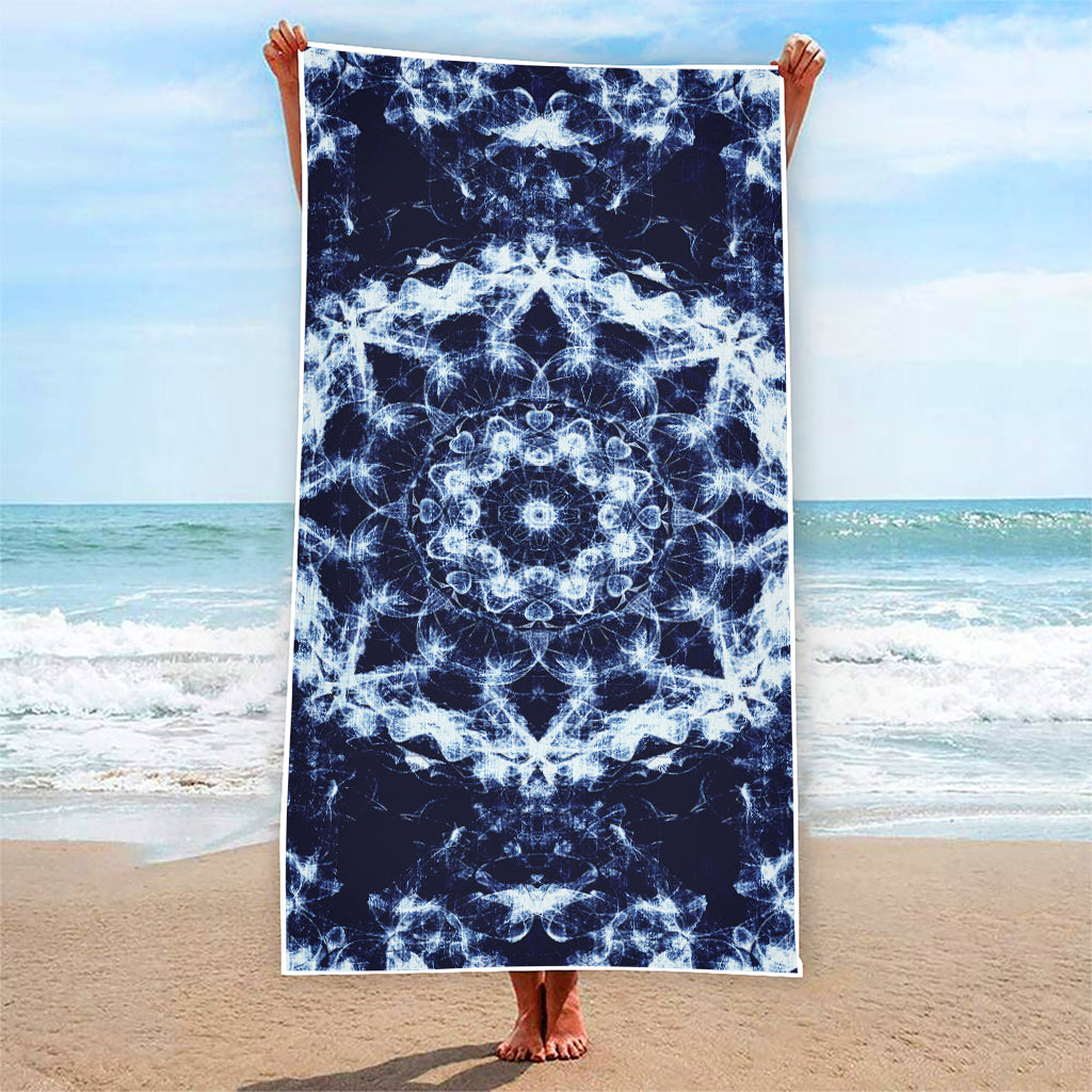 Blue Winter Mandala Print Beach Towel